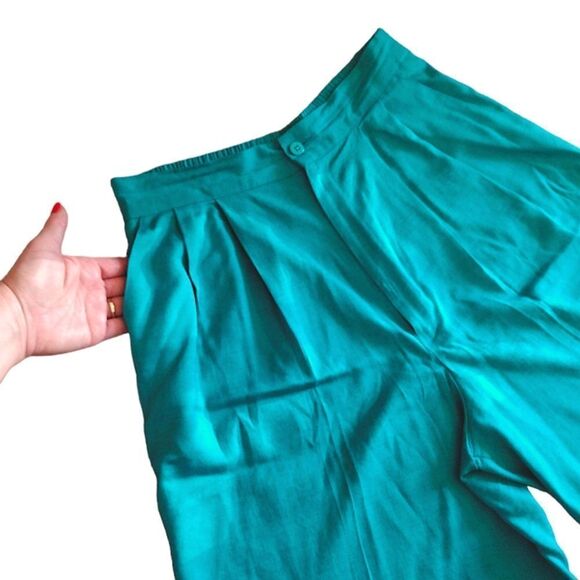 VTG Ellen Figg Green Ultra High Rise Linen Blend Bermuda Shorts Size 10 *Medium - Picture 5 of 14